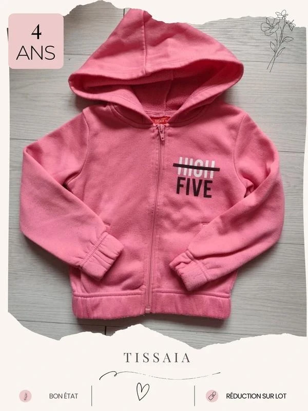 Veste zippée rose 🦄 Taille 4 ans 🦄 Tissaia